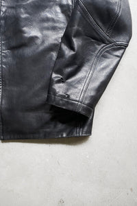 ZIP UP LEATHER JACKET / BLACK [SIZE: M USED]