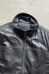 ZIP UP LEATHER JACKET / BLACK [SIZE: M USED]