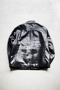 ZIP UP LEATHER JACKET / BLACK [SIZE: M USED]