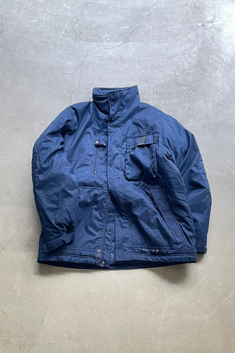 Y2K EARLY 00'S MADE IN MEXICO NYLON PUFF JACKET / NAVY [SIZE: S USED]