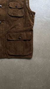 90'S SUEDE LEATHER VEST / BROWN [SIZE: L USED]