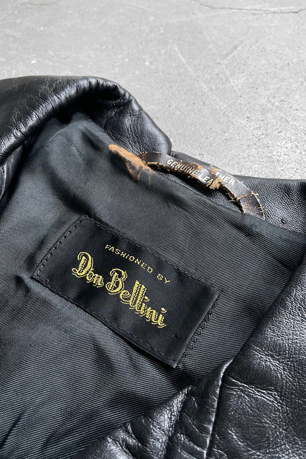 70'S LEATHER JACKET / BLACK [SIZE: 42 USED]