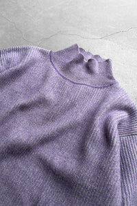 LAMBS WOOL TURTLE NECK KNIT SWEATER / PURPLE [SIZE: M USED]