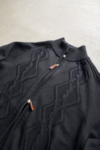 MADE IN ITALY 90'S VIRGIN WOOL DRIVERS KNIT SWEATER / BLACK [SIZE: L USED]