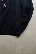 画像をギャラリービューアに読み込む, MADE IN ITALY 90&#39;S VIRGIN WOOL DRIVERS KNIT SWEATER / BLACK [SIZE: L USED]
