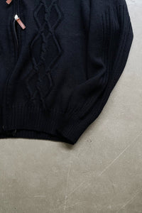 MADE IN ITALY 90'S VIRGIN WOOL DRIVERS KNIT SWEATER / BLACK [SIZE: L USED]