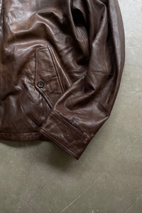 90'S LEATHER JACKET / BROWN [SIZE: L USED]