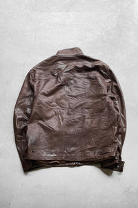 90'S LEATHER JACKET / BROWN [SIZE: L USED]