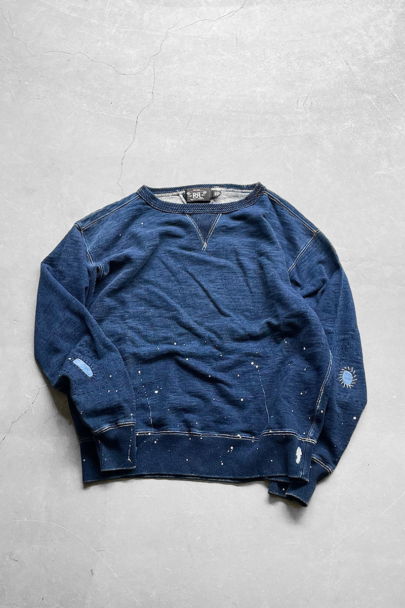 PATCHWORK INDIGO DYED SWEATSHIRT / INDIGO [SIZE: L USED]