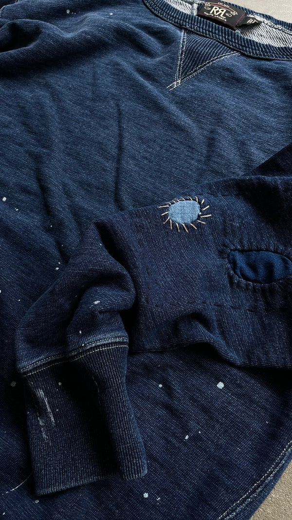 PATCHWORK INDIGO DYED SWEATSHIRT / INDIGO [SIZE: L USED]