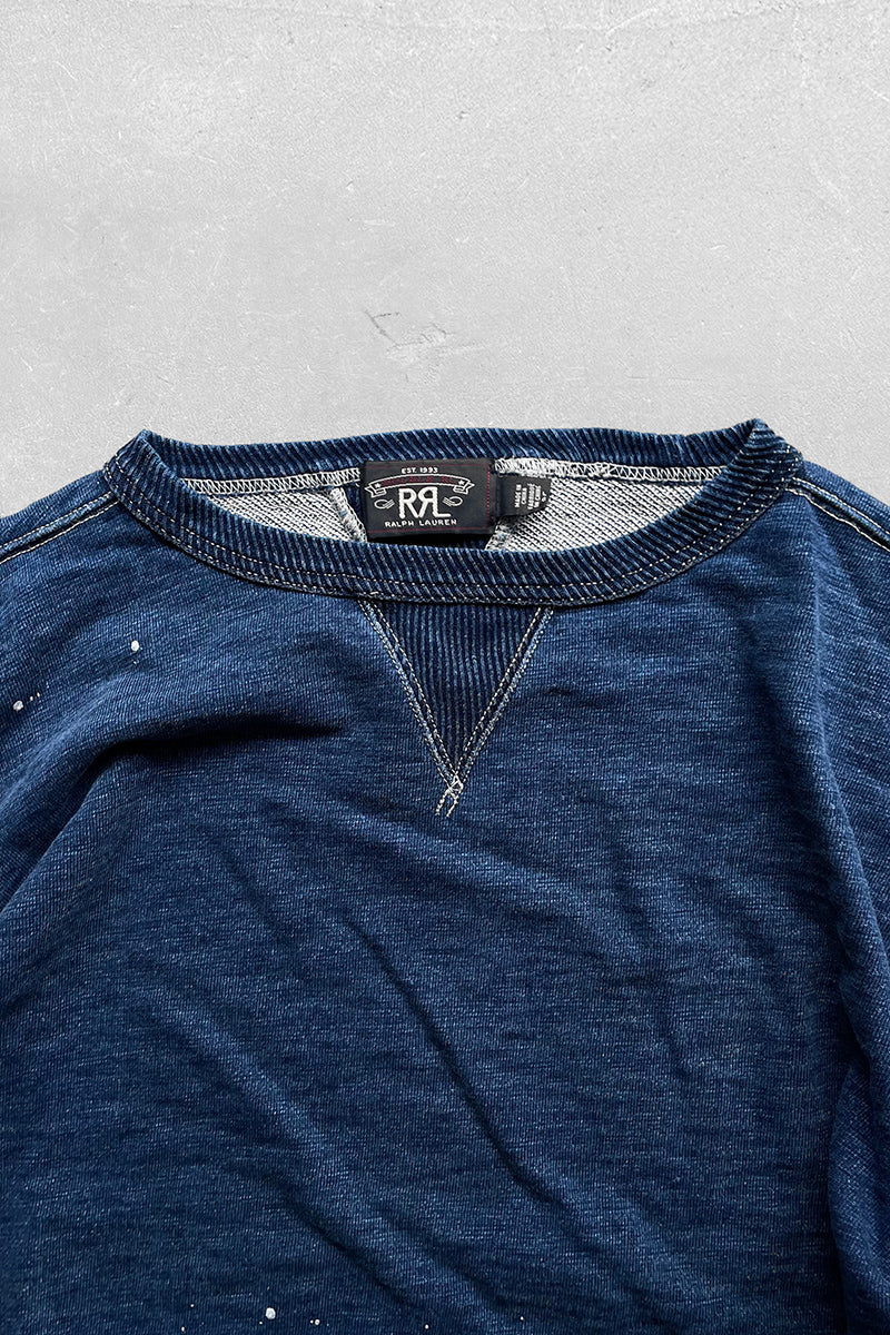 PATCHWORK INDIGO DYED SWEATSHIRT / INDIGO [SIZE: L USED]