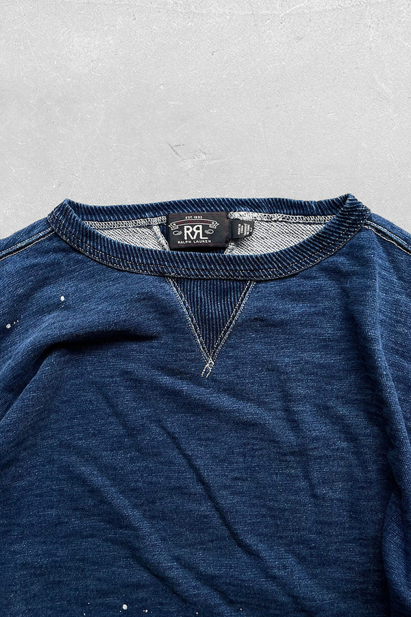 PATCHWORK INDIGO DYED SWEATSHIRT / INDIGO [SIZE: L USED]