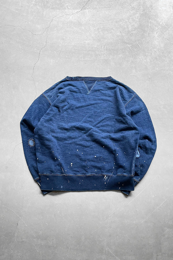 PATCHWORK INDIGO DYED SWEATSHIRT / INDIGO [SIZE: L USED]