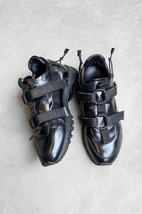 MADE IN ITALY BELTED LEATHER SNEAKERS / BLACK [SIZE: US8.0 (26cm equivalent) USED]
