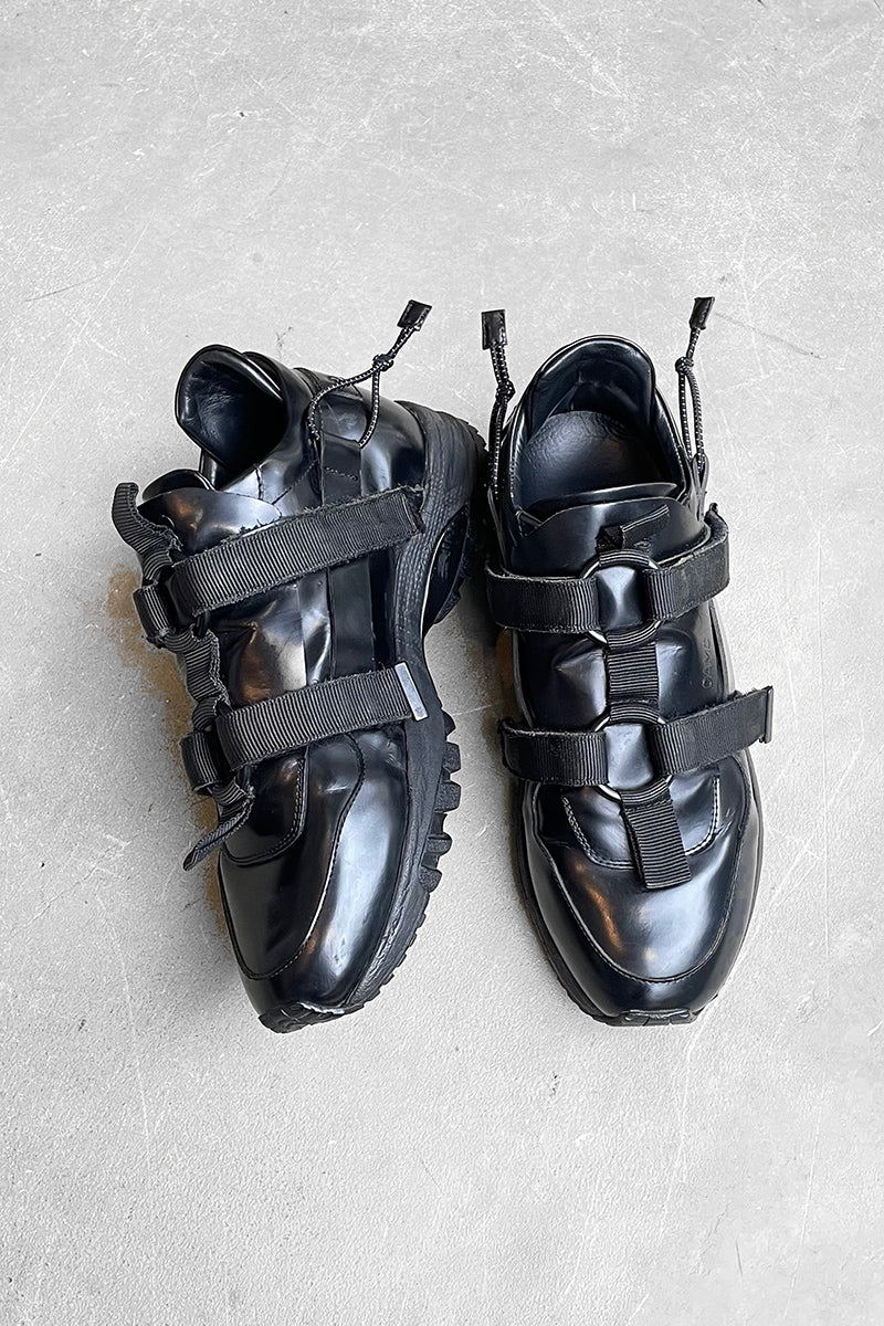 MADE IN ITALY BELTED LEATHER SNEAKERS / BLACK [SIZE: US8.0 (26cm相当) USED]