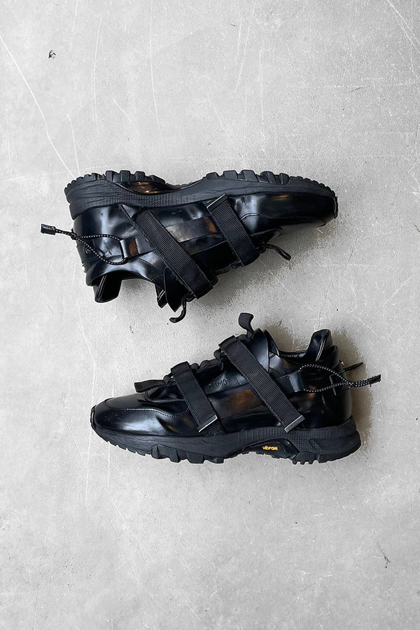 MADE IN ITALY BELTED LEATHER SNEAKERS / BLACK [SIZE: US8.0 (26cm equivalent) USED]