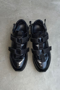 MADE IN ITALY BELTED LEATHER SNEAKERS / BLACK [SIZE: US8.0 (26cm相当) USED]