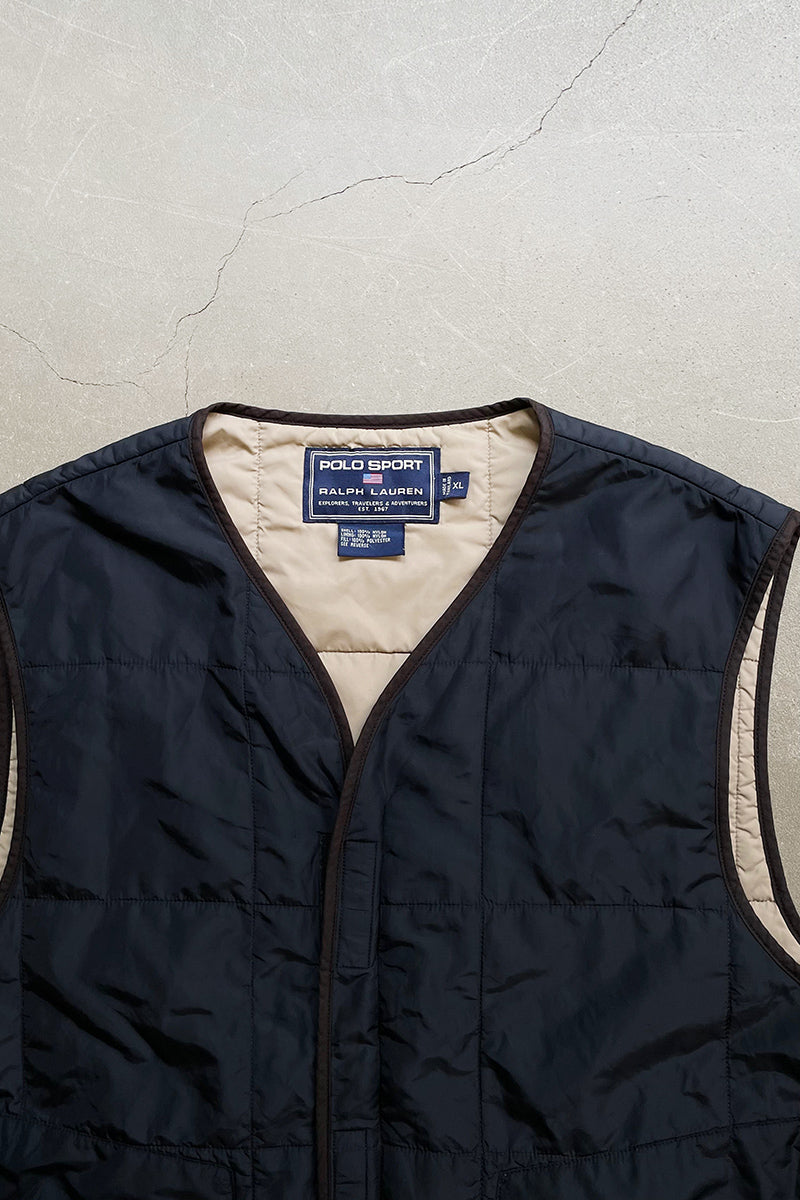 90'S NYLON PUFF VEST / NAVY [SIZE: XL USED]