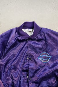 MADE IN USA 80'S CHEVROLET SATIN NYLON JACKET  / PURPLE [SIZE: L USED]