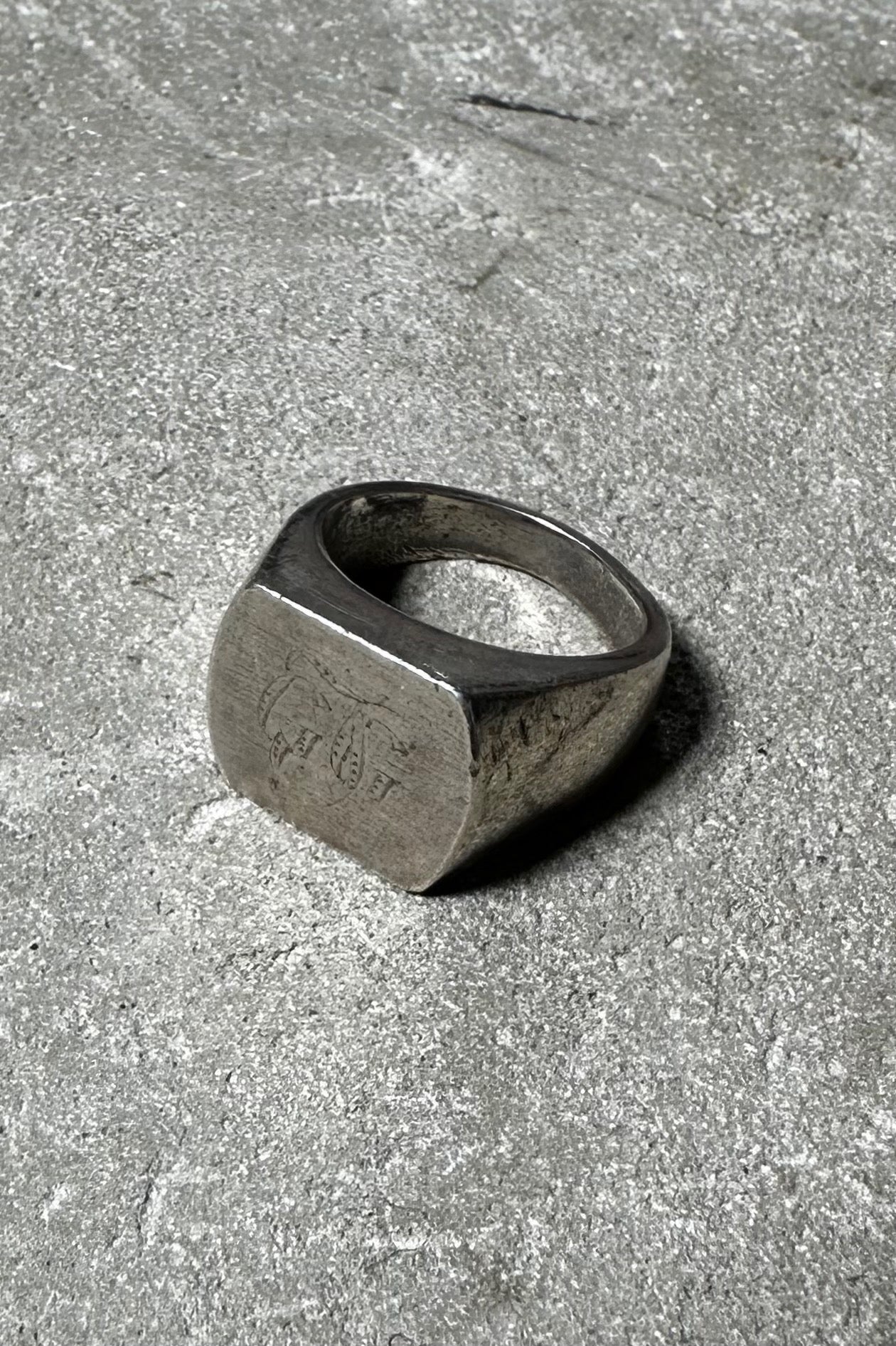 925 SILVER SIGNET RING /SILVER [SIZE: 17.5号相当USED]