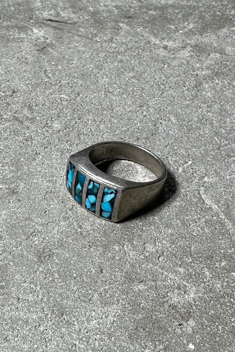 925 SILVER CHIP INLAY RING /SILVER [SIZE: 18.5号相当 USED]