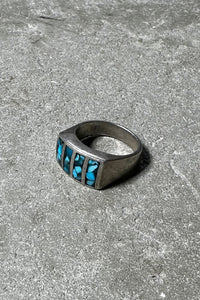925 SILVER CHIP INLAY RING /SILVER [SIZE: 18.5号相当 USED]