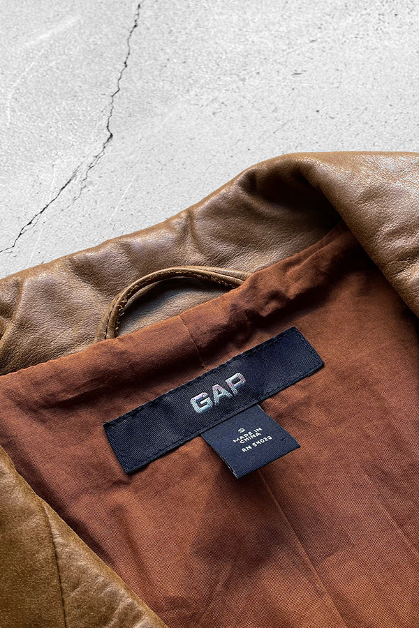 Y2K EARLY 00'S LEATHER COAT / BROWN [SIZE: S USED]