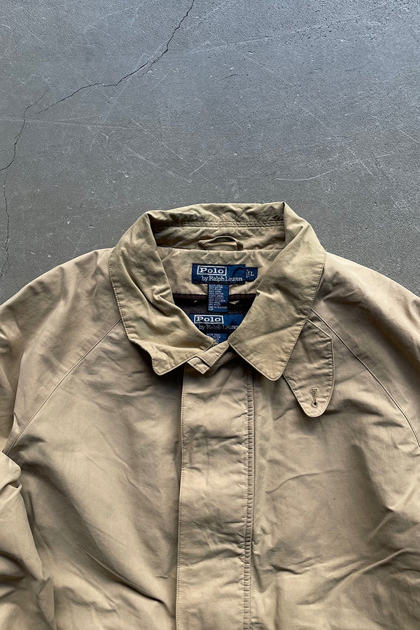 90'S SAFARI COAT WITH LINER / BEIGE [SIZE: L USED]