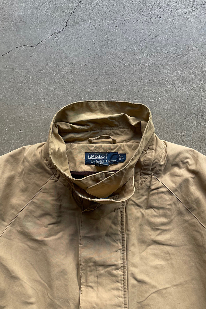 90'S SAFARI COAT WITH LINER / BEIGE [SIZE: L USED]