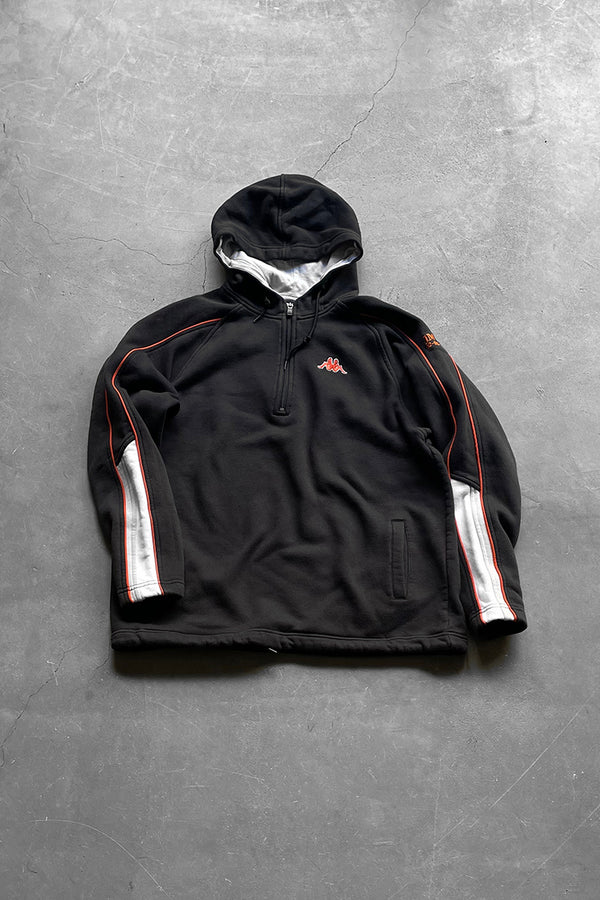 Y2K EARLY 00'S HALF-ZIP HOODIE SWEATSHIRT / BLACK [SIZE: L USED]