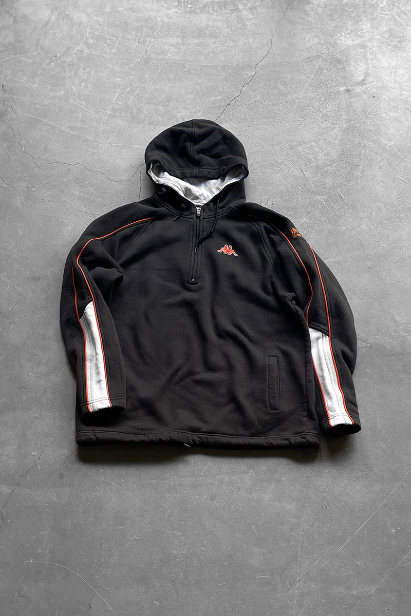 Y2K EARLY 00'S HALF-ZIP HOODIE SWEATSHIRT / BLACK [SIZE: L USED]