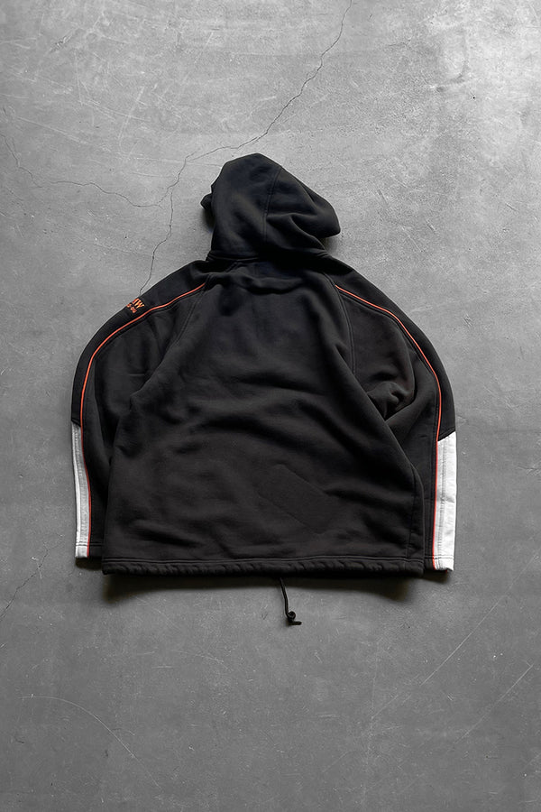 Y2K EARLY 00'S HALF-ZIP HOODIE SWEATSHIRT / BLACK [SIZE: L USED]