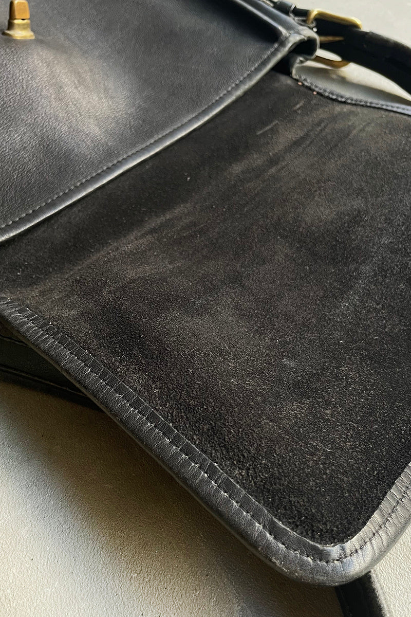 MADE IN USA 70'S LEATHER SHOULDER BAG / BLACK [SIZE: ONE SIZE USED]