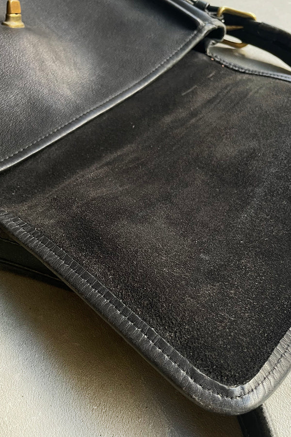 MADE IN USA 70'S LEATHER SHOULDER BAG / BLACK [SIZE: ONE SIZE USED]