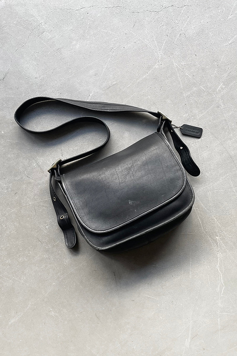 90'S LEATHER SHOULDER BAG / BLACK [SIZE: ONE SIZE USED]