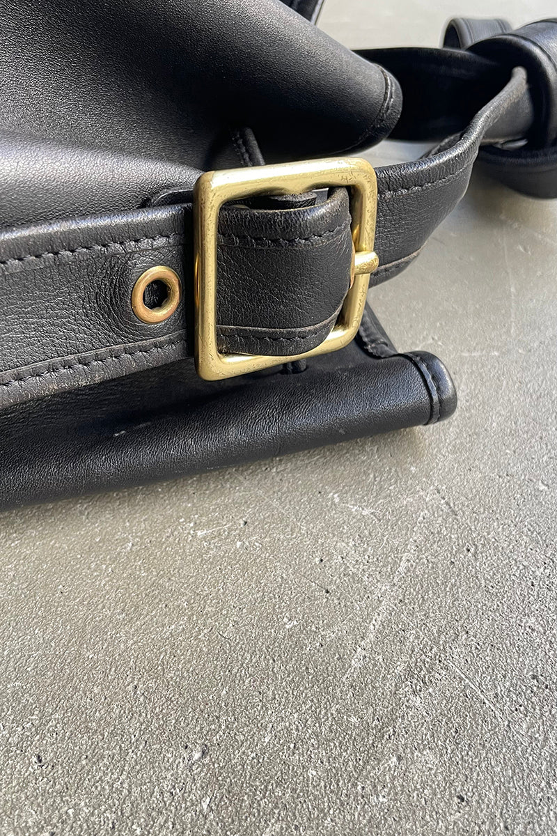 MADE IN USA 90'S LEATHER BUCKET PURSE SHOULDER BAG / BLACK [SIZE: ONE SIZE USED]