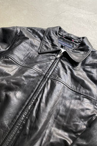 ZIP UP LEATHER JACKET / BLACK [SIZE: M USED]