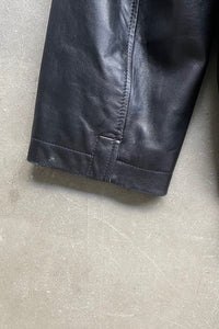 90'S ZIP UP LEATHER JACKET / BLACK [SIZE: L USED]