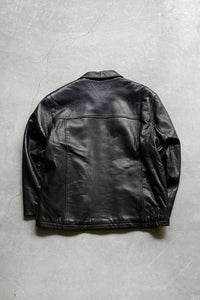 ZIP UP LEATHER JACKET / BLACK [SIZE: M USED]