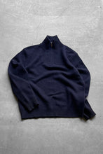 画像をギャラリービューアに読み込む, 90&#39;S EXCLUSIVE OF DECORATION HALF-ZIP CASHMERE KNIT SWEATER / NAVY [SIZE: L USED]
