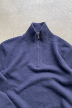 画像をギャラリービューアに読み込む, 90&#39;S EXCLUSIVE OF DECORATION HALF-ZIP CASHMERE KNIT SWEATER / NAVY [SIZE: L USED]
