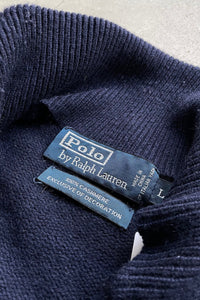 90'S EXCLUSIVE OF DECORATION HALF-ZIP CASHMERE KNIT SWEATER / NAVY [SIZE: L USED]