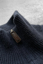 画像をギャラリービューアに読み込む, 90&#39;S EXCLUSIVE OF DECORATION HALF-ZIP CASHMERE KNIT SWEATER / NAVY [SIZE: L USED]
