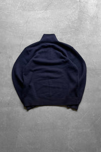 90'S EXCLUSIVE OF DECORATION HALF-ZIP CASHMERE KNIT SWEATER / NAVY [SIZE: L USED]