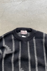 MADE IN ENGLAND 90'S GEOMETRIC PATTERN WOOL KNIT SWEATER / STRIPE [SIZE: M USED]