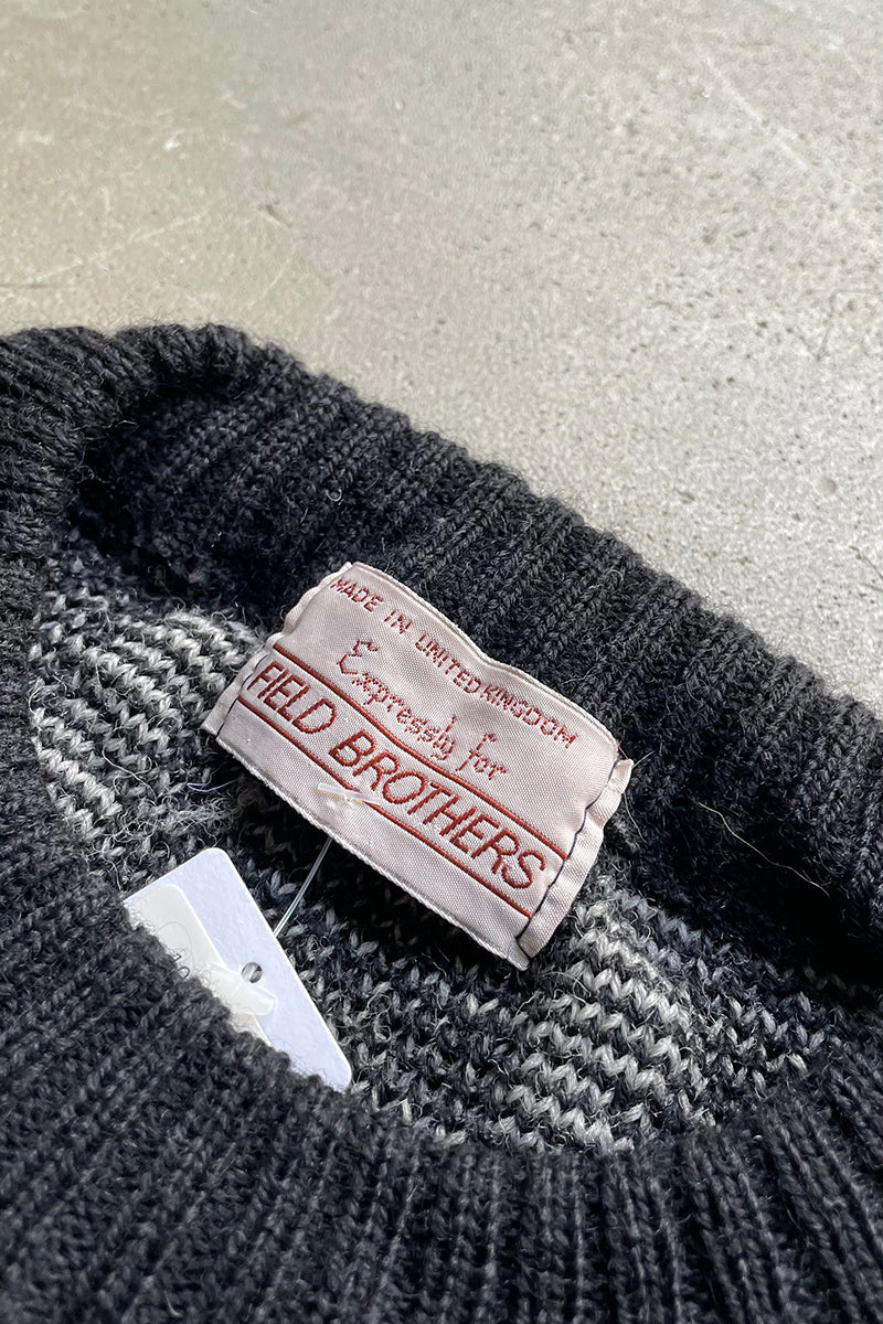 MADE IN ENGLAND 90'S GEOMETRIC PATTERN WOOL KNIT SWEATER / STRIPE [SIZE: M USED]