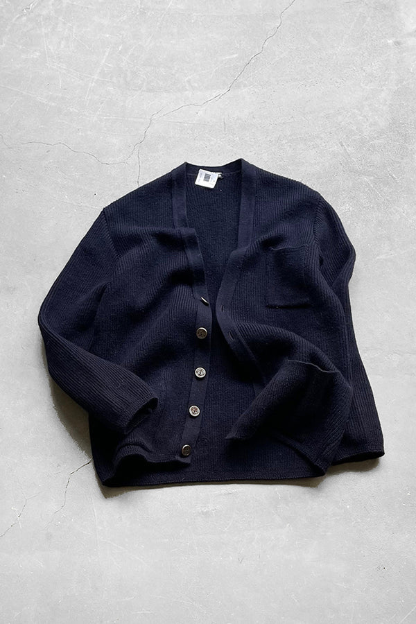 MADE IN FRANCE 90s WOOL CARDIGAN / NAVY [SIZE: M USED]