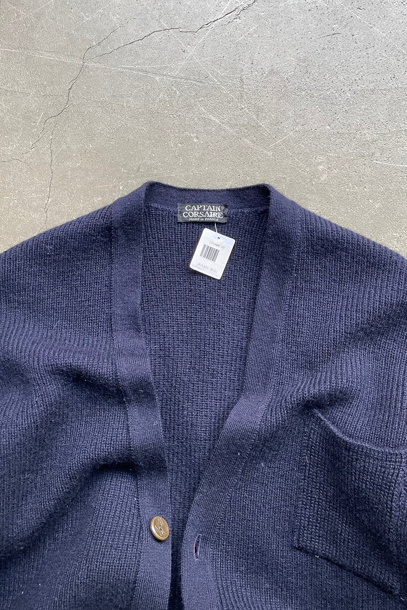 MADE IN FRANCE 90s WOOL CARDIGAN / NAVY [SIZE: M USED]