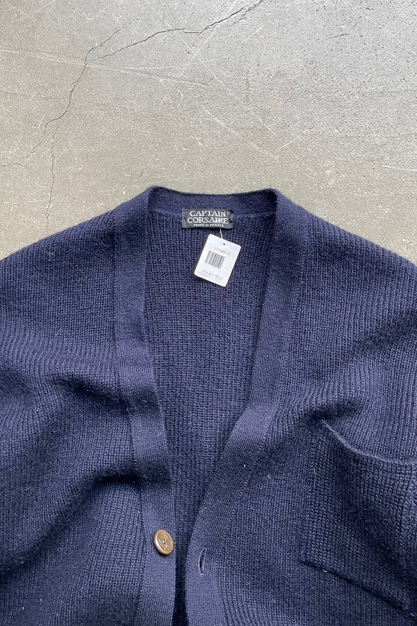 MADE IN FRANCE 90s WOOL CARDIGAN / NAVY [SIZE: M USED]