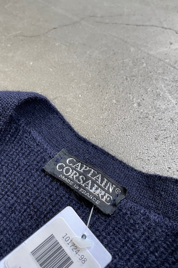 MADE IN FRANCE 90s WOOL CARDIGAN / NAVY [SIZE: M USED]